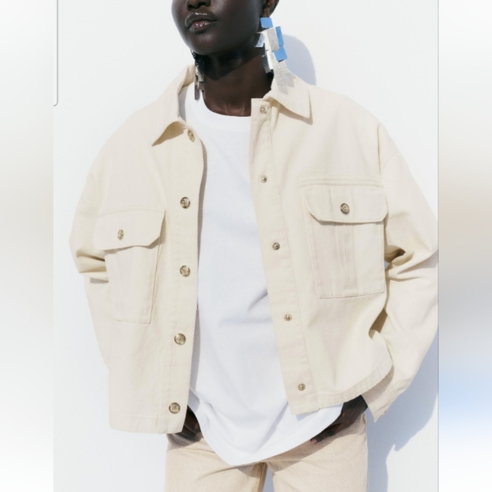 Zara Cotton Overshirt Cropped jacket